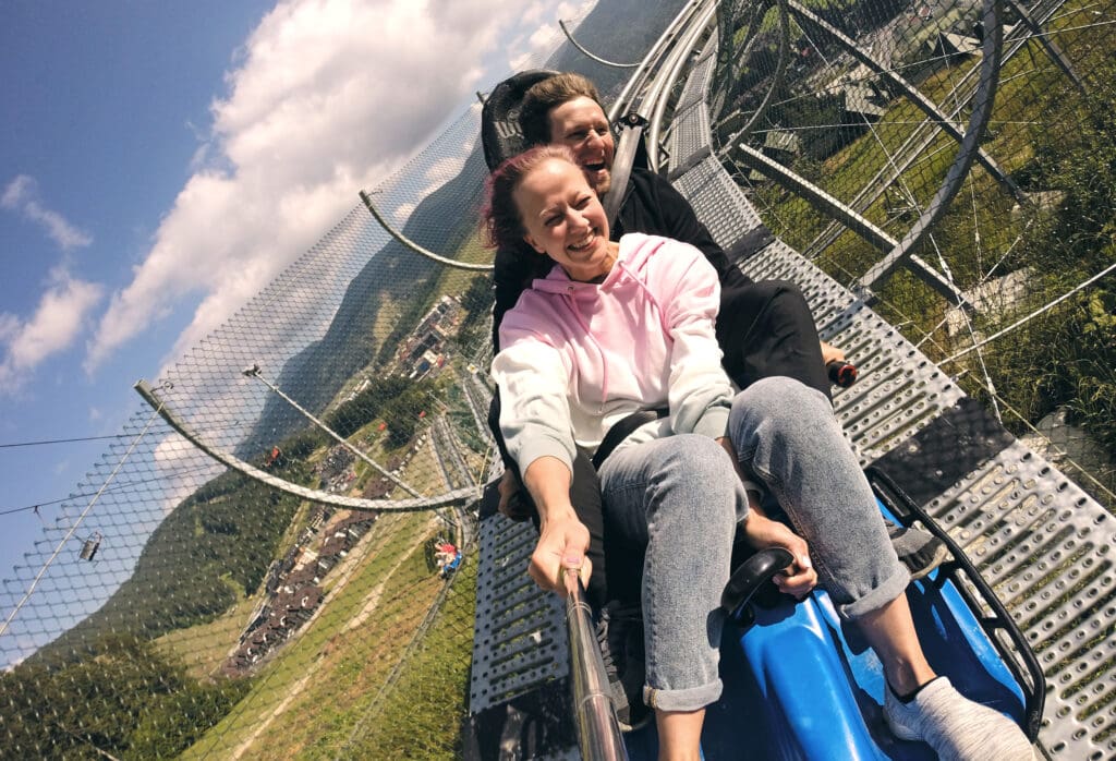 Summer,toboggan,run,rodelbahn,with,many,curves,on,a,mountain.
