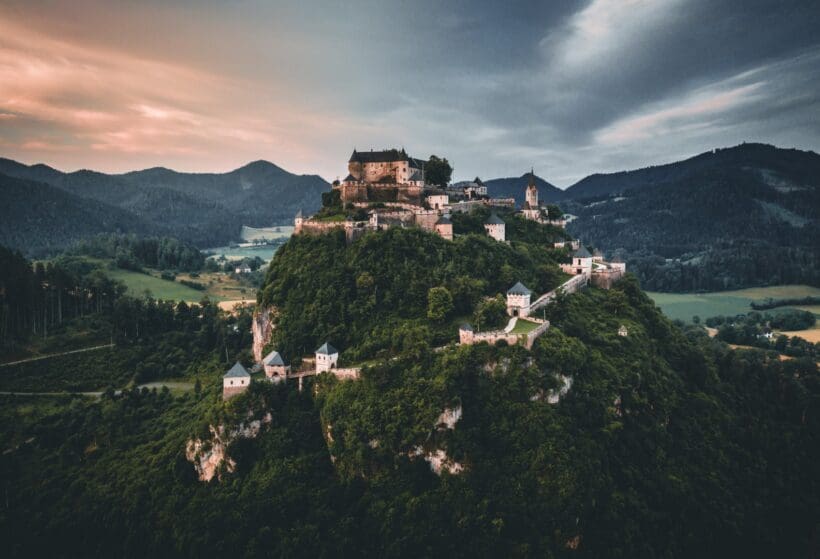 Hochosterwitz,castle,on,the,hill,in,austria,(osterreich),aerial,view